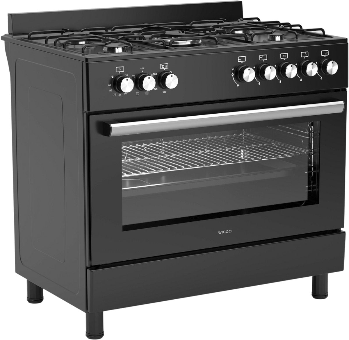 Wiggo WO-E906B(BB) Vrijstaande Gasfornuis - 90 cm - Zwart