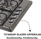 Wiggo WH-G604F(T) Vrijstaande Gaskookplaat - 60 cm - Titanium