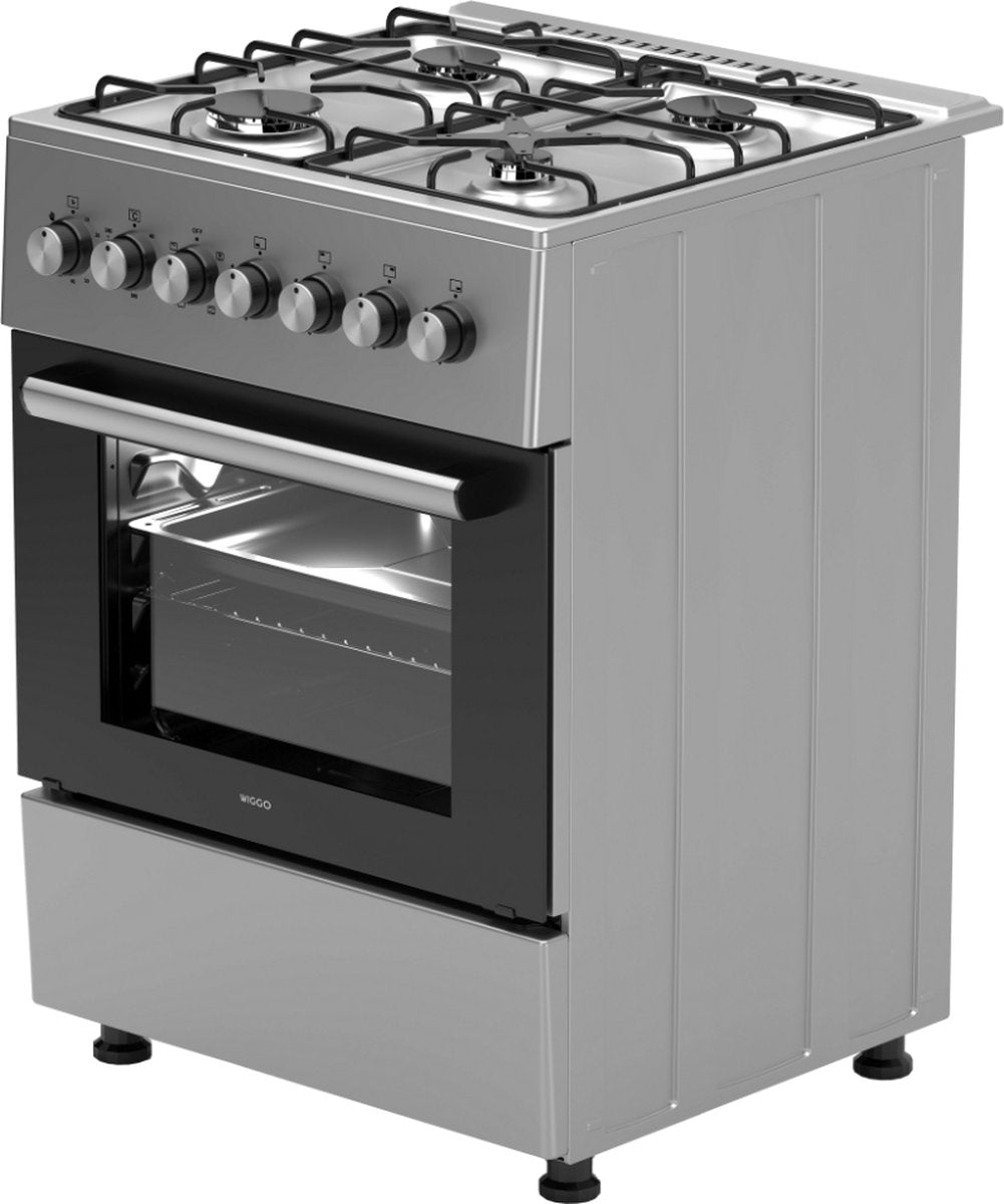 Wiggo WO-E606A(XX) Vrijstaande Gasfornuis - 60 cm - Roestvrijstaal