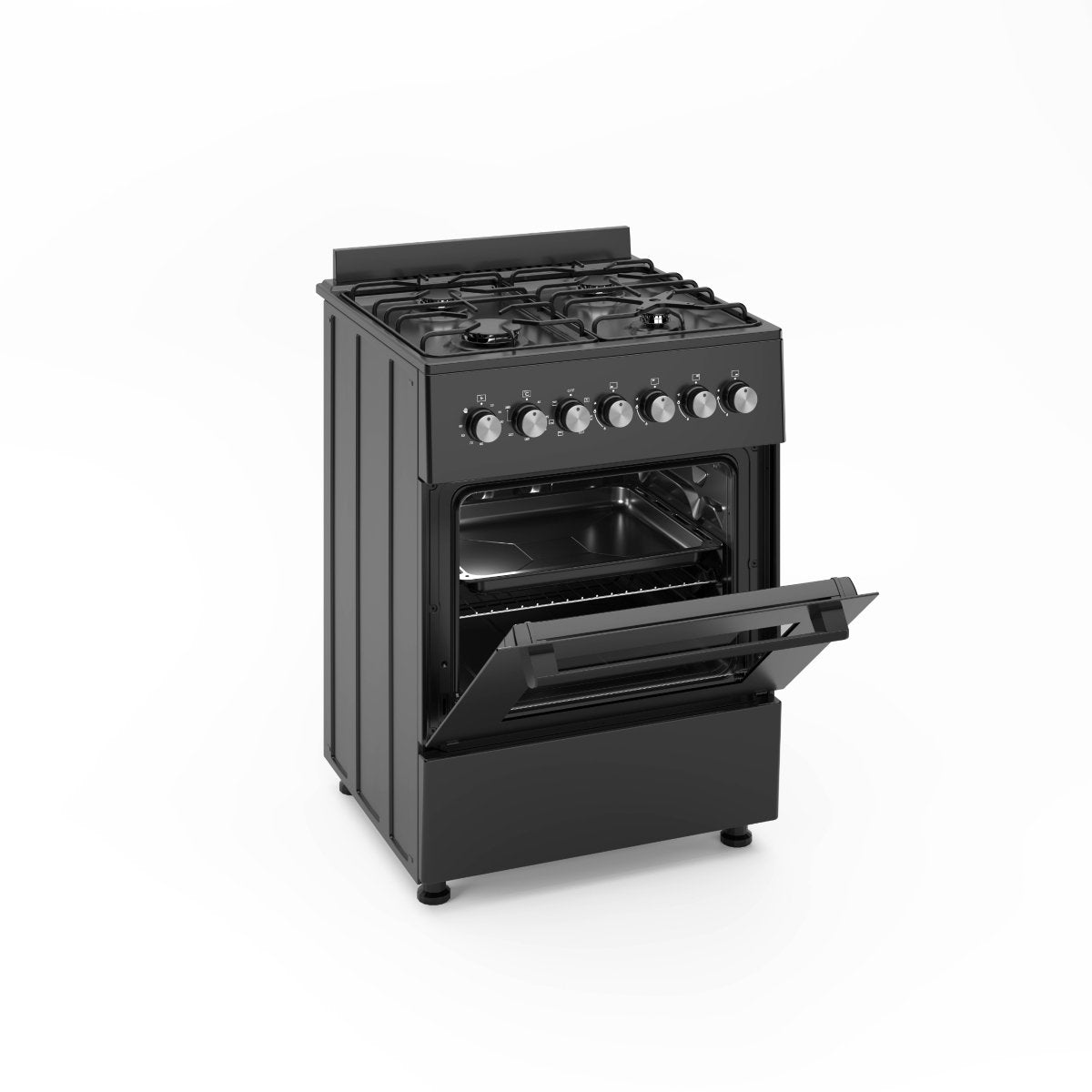 Wiggo WO-E606A(BB) Vrijstaande Gasfornuis - 60 cm - Zwart