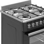 Wiggo WO-E609R(BX) Vrijstaande Gasfornuis - 60 cm - Zwart