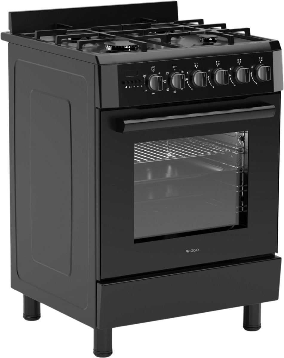Wiggo WO-E609B(BB) Vrijstaande Gasfornuis - 60 cm - Zwart