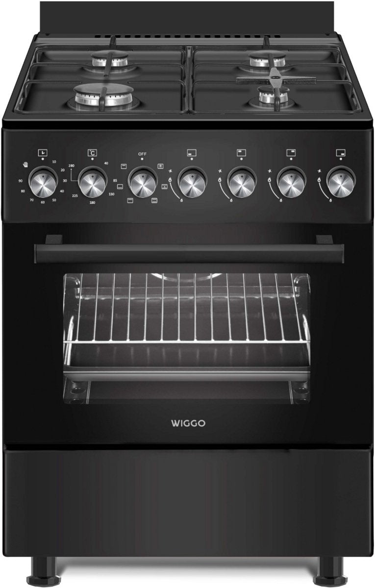 Wiggo WO-E606A(BB) Vrijstaande Gasfornuis - 60 cm - Zwart