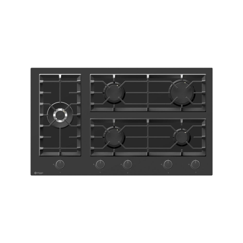 Wiggo WH-G935GR(B) Inbouw Gaskookplaat - 90 cm - Zwart