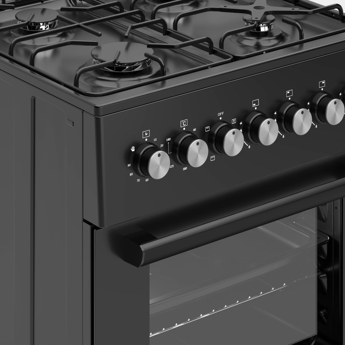 Wiggo WO-E606A(BB) Vrijstaande Gasfornuis - 60 cm - Zwart