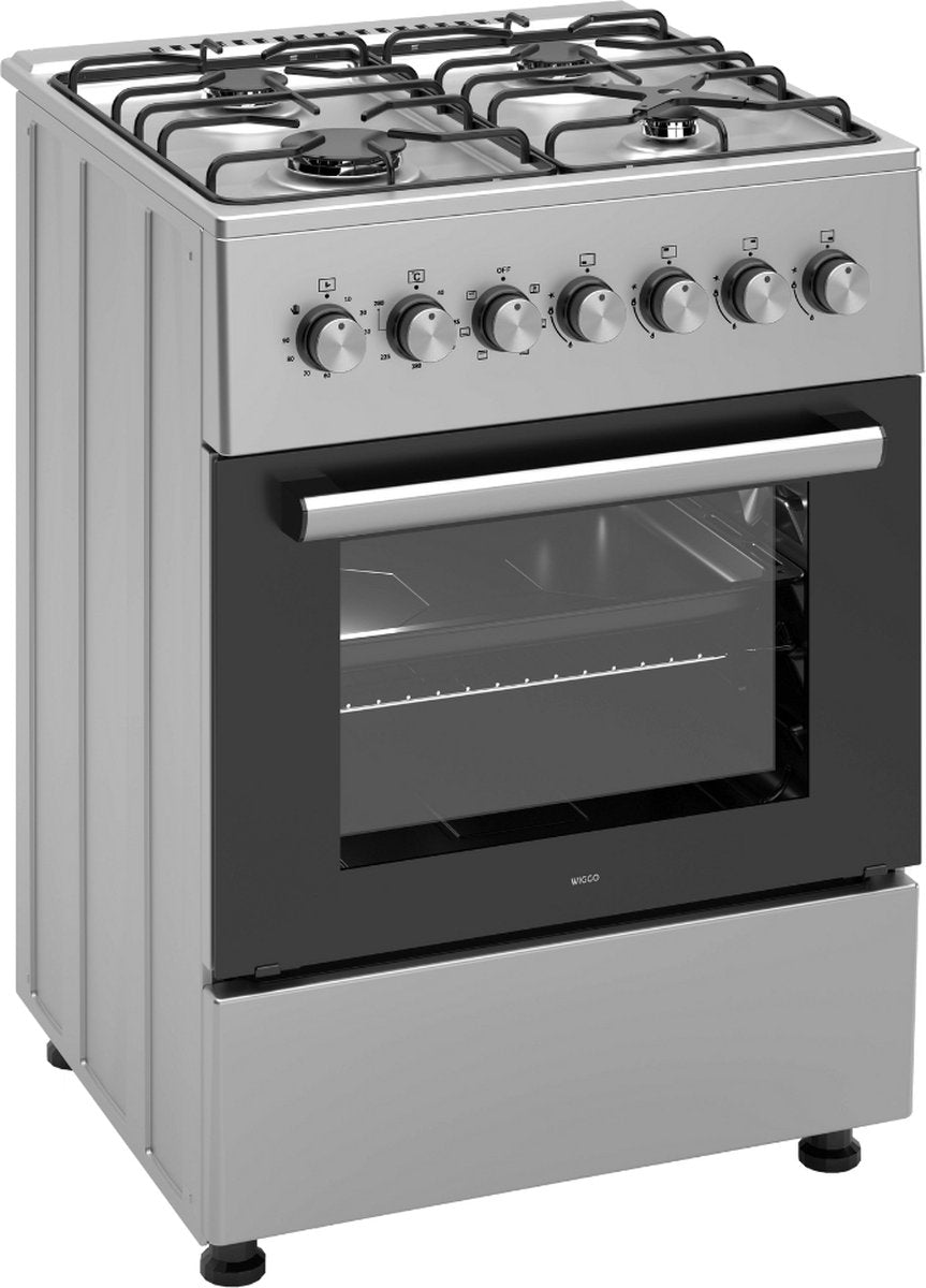 Wiggo WO-E606A(XX) Vrijstaande Gasfornuis - 60 cm - Roestvrijstaal