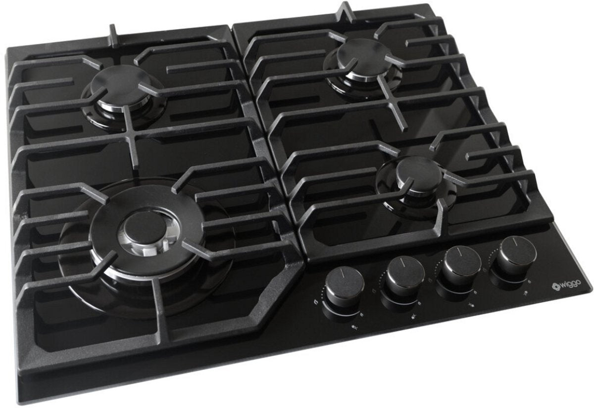 Wiggo WH-G634GL(B) Inbouw Gaskookplaat - 60 cm - Zwart