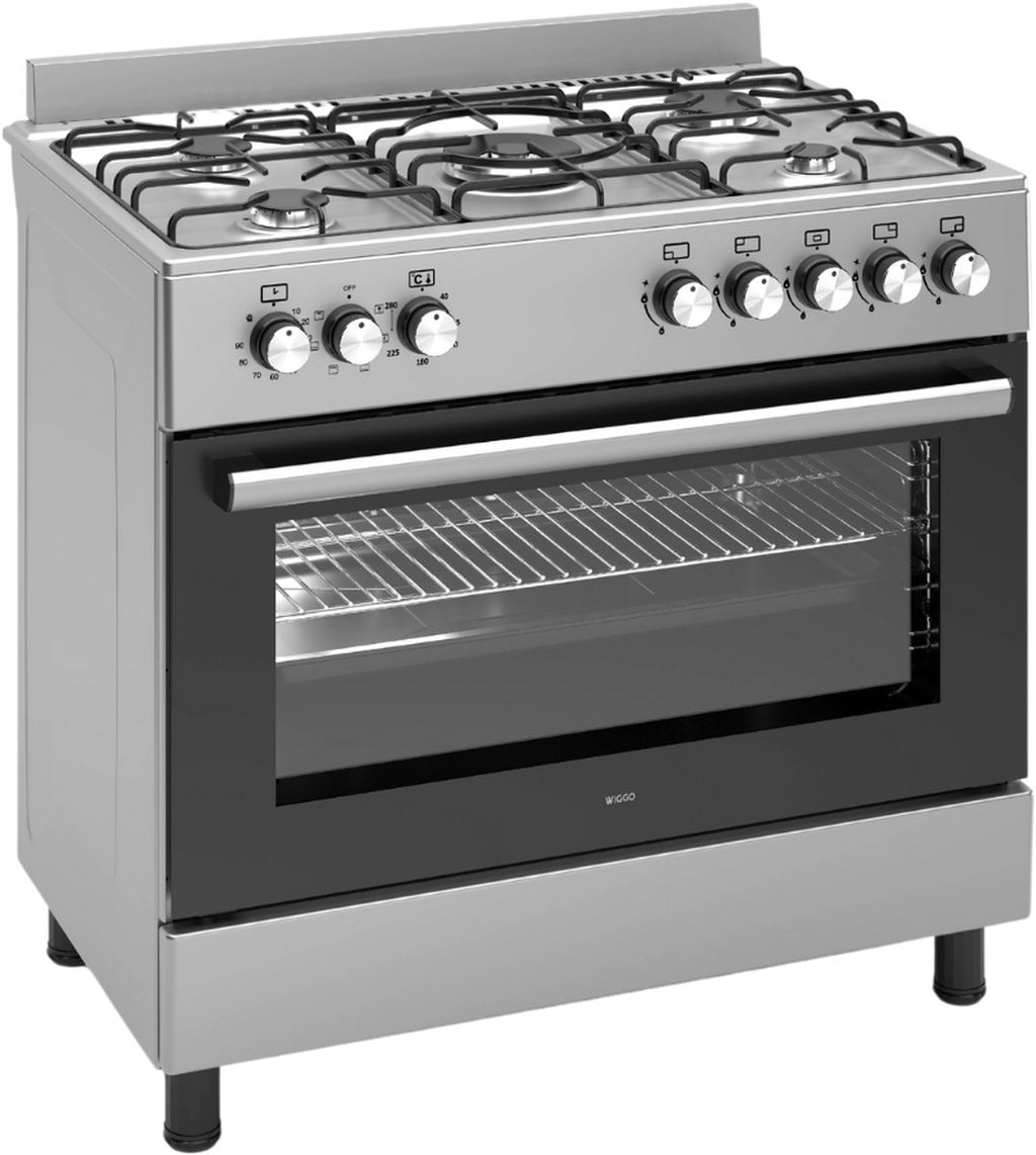 Wiggo WO-E906B(XX) Vrijstaande Gasfornuis - 90 cm - Roestvrijstaal