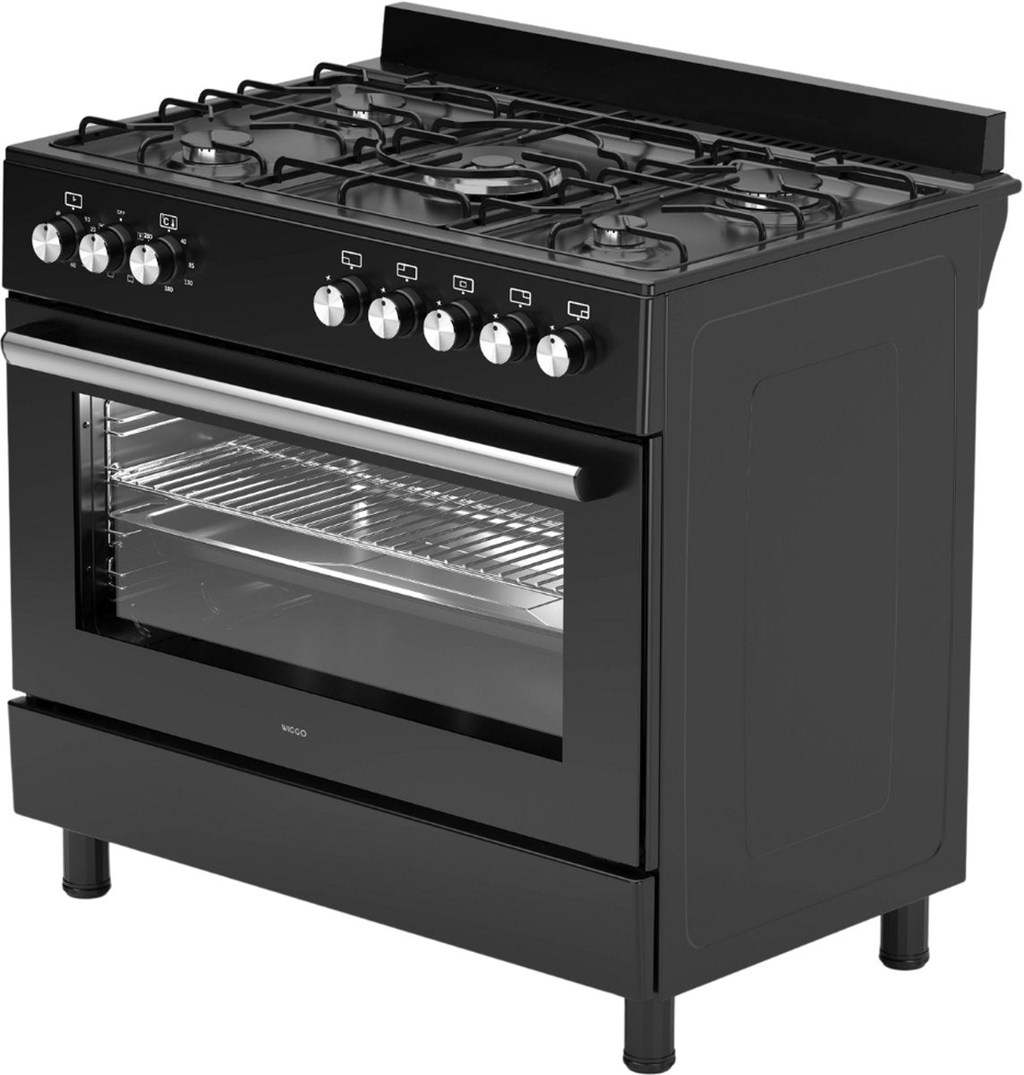Wiggo WO-E906B(BB) Vrijstaande Gasfornuis - 90 cm - Zwart
