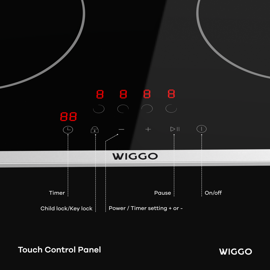 Wiggo WH-E614G(B) Inbouw Inductie Kookplaat - 60 cm - Zwart