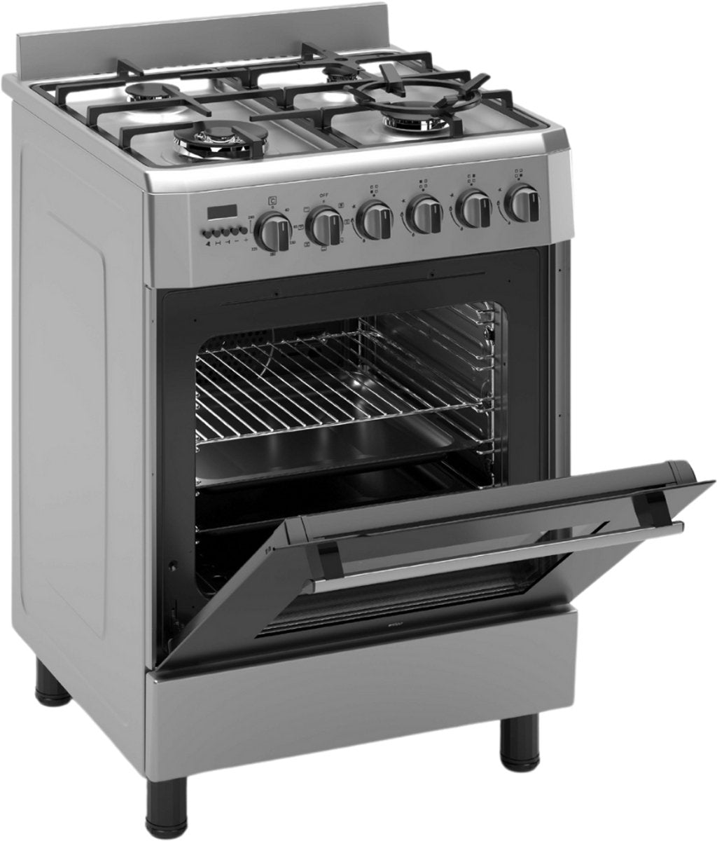 Wiggo WO-E639B(XX) Vrijstaande Gasfornuis - 60 cm - Roestvrijstaal