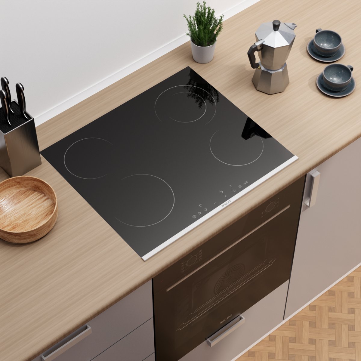 Wiggo WH-E675GC(B) Inbouw Keramische Kookplaat - 60 cm - Zwart