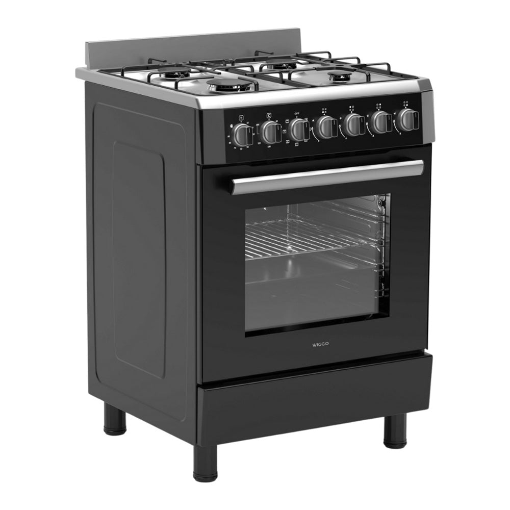 Wiggo WO-E609R(BX) Vrijstaande Gasfornuis - 60 cm - Zwart