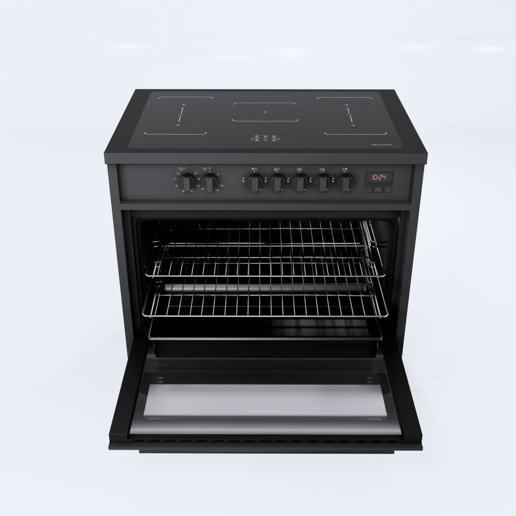 Wiggo WIO-E921A(BB) Vrijstaande Inductiefornuis - 90 cm - Zwart
