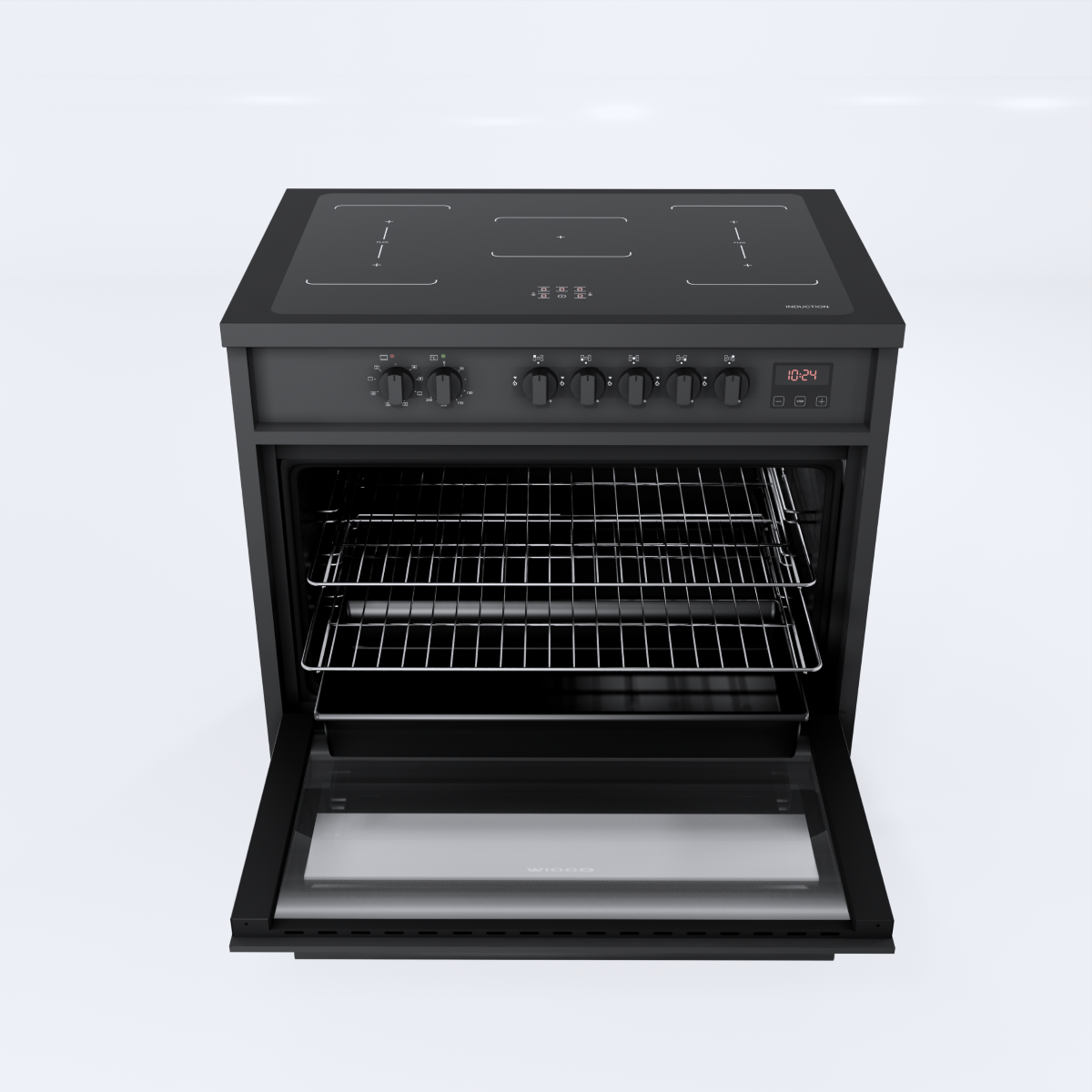 Wiggo WIO-E921A(BB) Vrijstaande Inductiefornuis - 90 cm - Zwart