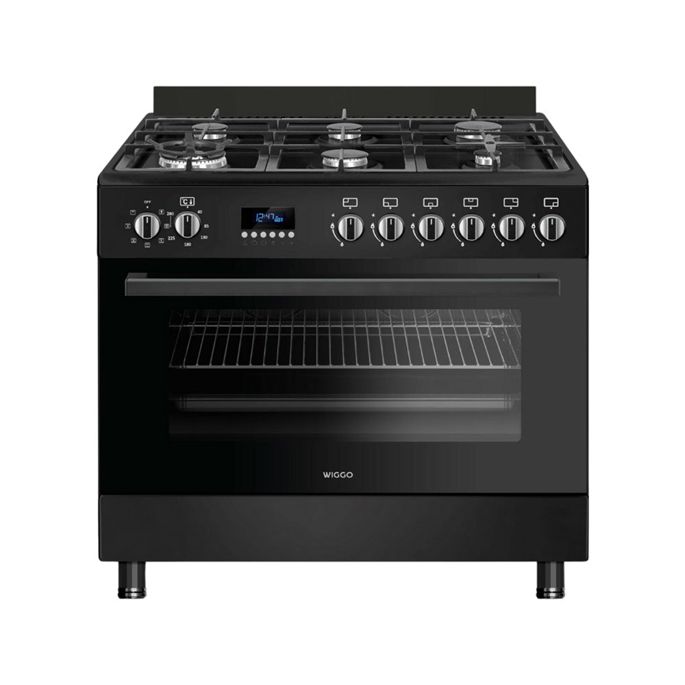 Wiggo WO‑E969B(BB) Vrijstaande Gasfornuis - 90 cm - Zwart