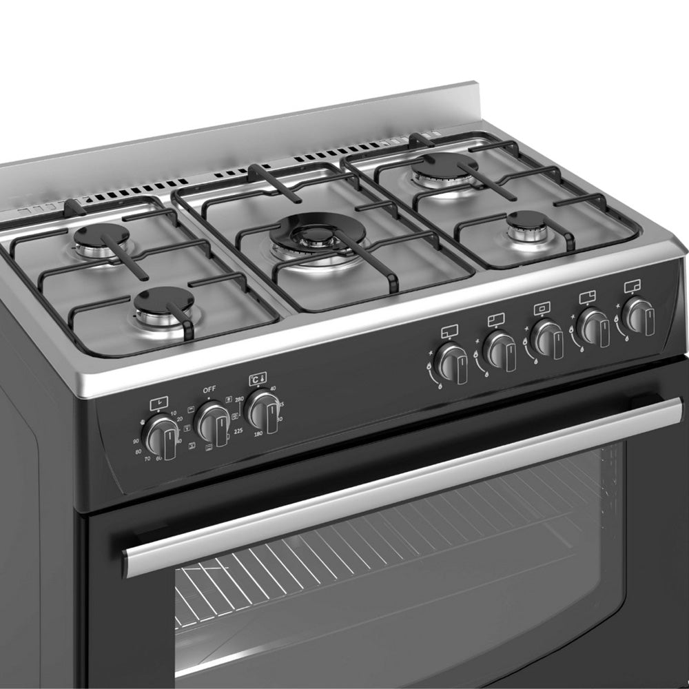 Wiggo WO-E906B(BX) Vrijstaande Gasfornuis - 90 cm - Zwart