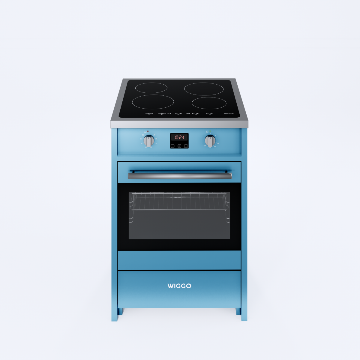 Wiggo WIO-E621A(AX) Vrijstaande Inductiefornuis - 60 cm - Aqua Blauw