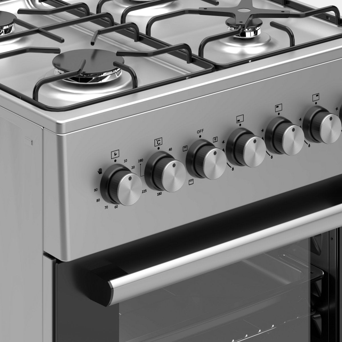 Wiggo WO-E606A(XX) Vrijstaande Gasfornuis - 60 cm - Roestvrijstaal
