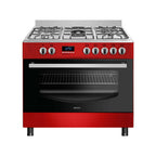 Wiggo WO‑E909R(RX) Vrijstaande Gasfornuis - 90 cm - Rood