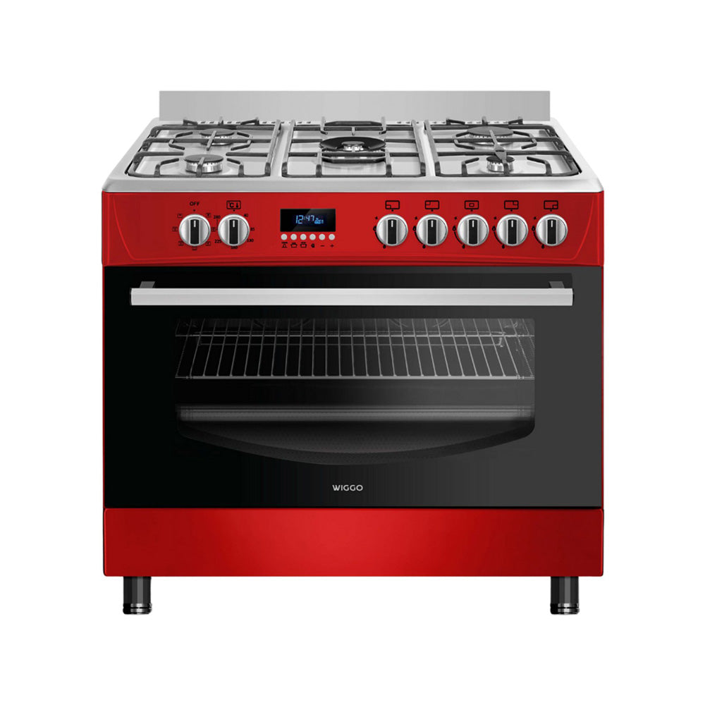 Wiggo WO‑E909R(RX) Vrijstaande Gasfornuis - 90 cm - Rood