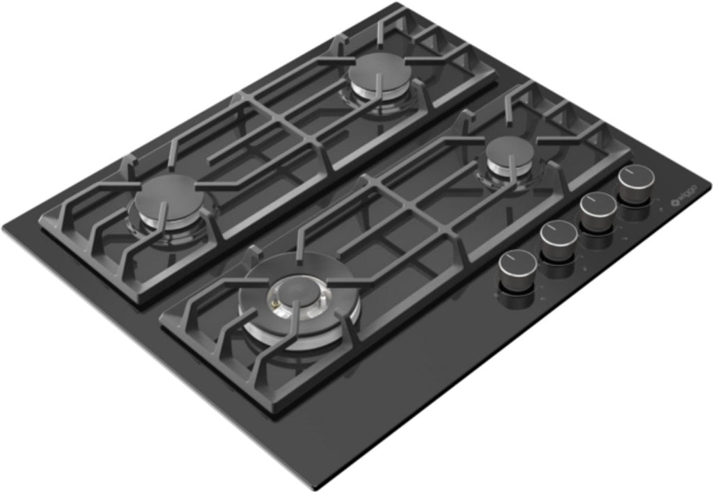 Wiggo WH-G634GR(B) Inbouw Gaskookplaat - 60 cm - Zwart