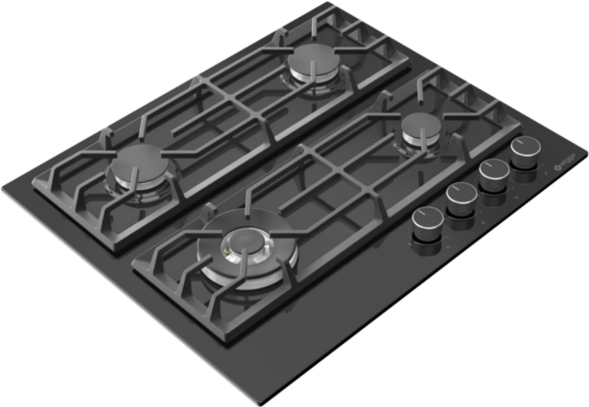 Wiggo WH-G634GR(B) Inbouw Gaskookplaat - 60 cm - Zwart