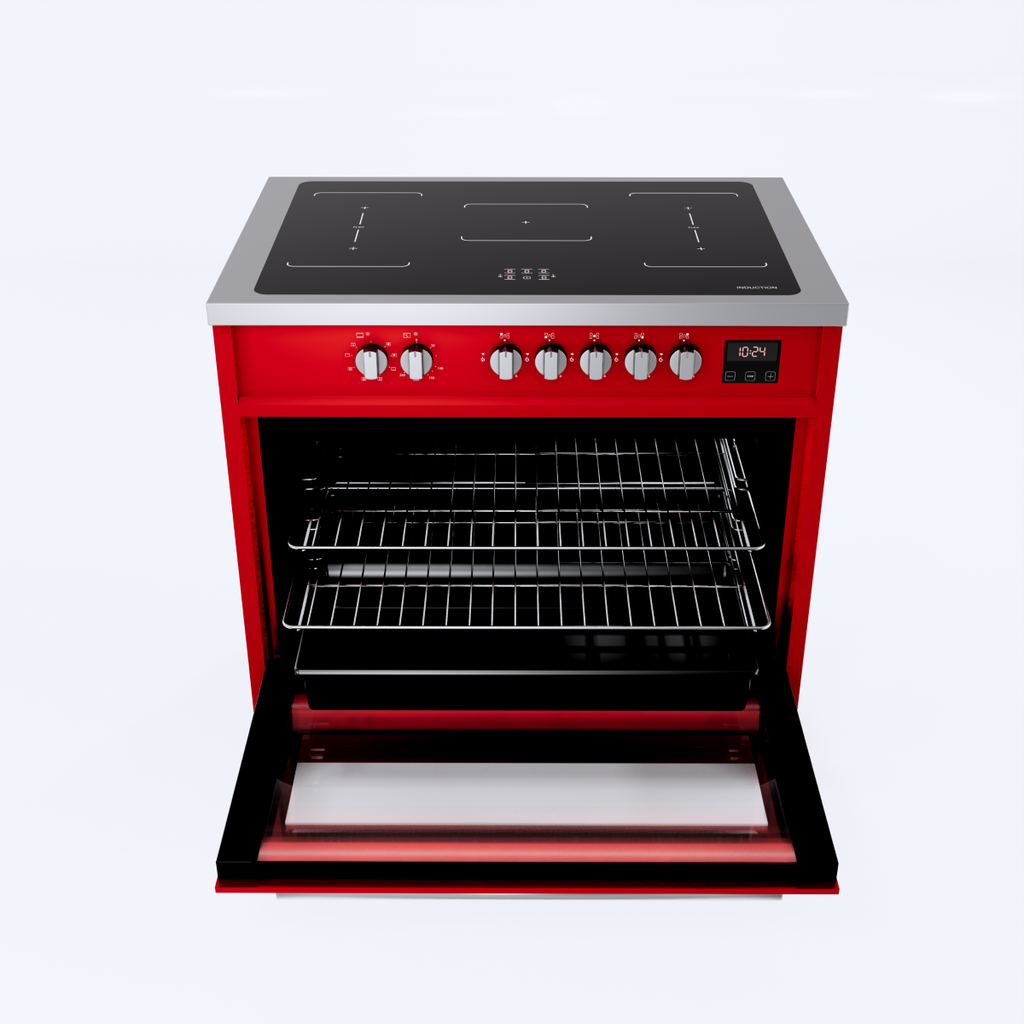 Wiggo WIO-E921A(RX) Vrijstaande Inductiefornuis - 90 cm - Rood