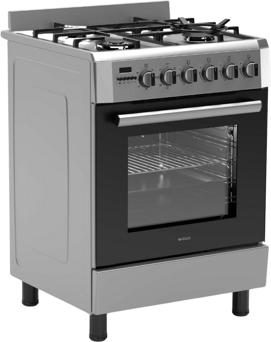 Wiggo WO-E639B(XX) Vrijstaande Gasfornuis - 60 cm - Roestvrijstaal