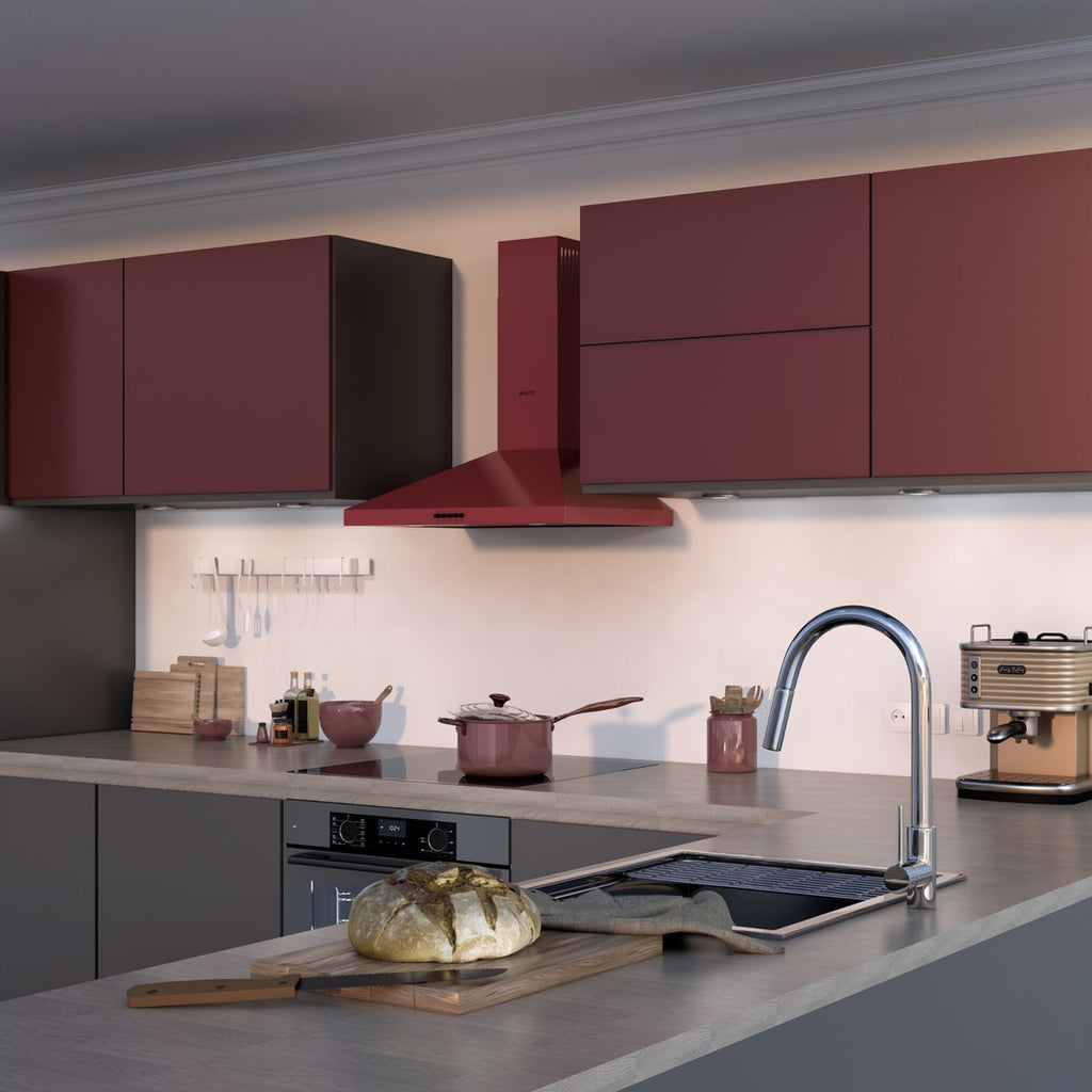 Wiggo WE-A630P(R) Wandschouw Afzuigkap - 60 cm - Rood
