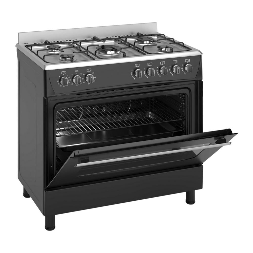 Wiggo WO-E906B(BX) Vrijstaande Gasfornuis - 90 cm - Zwart