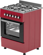Wiggo WO-E609R(RX) Vrijstaande Gasfornuis - 60 cm - Rood