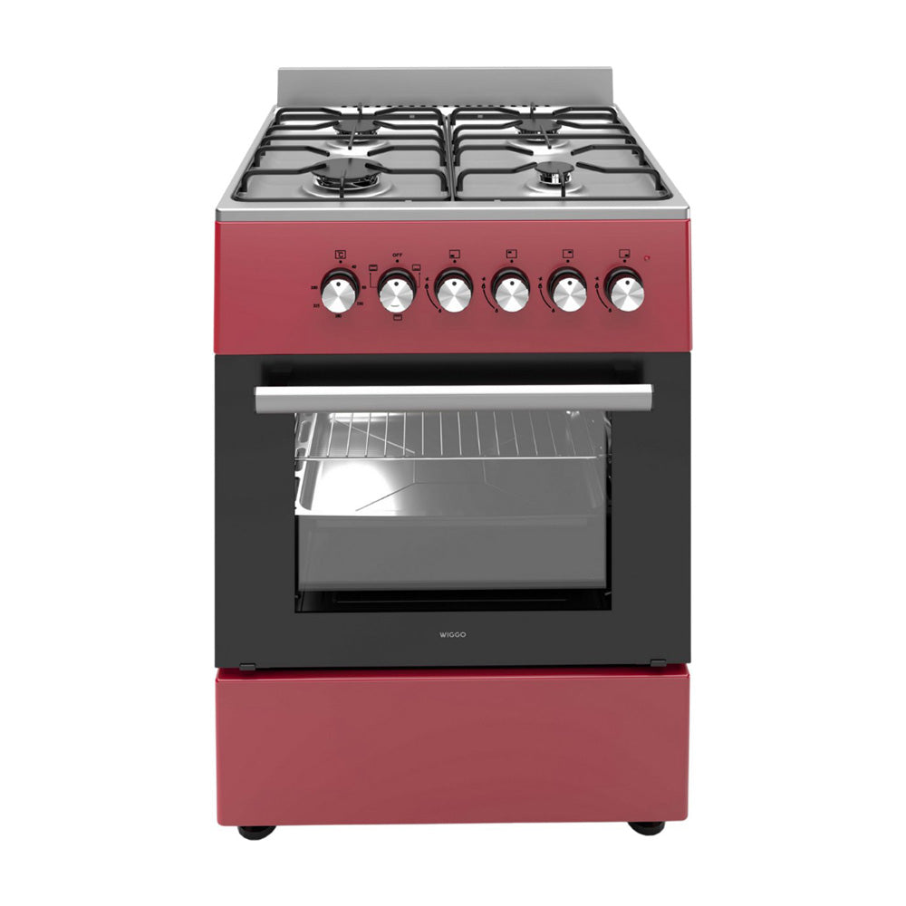 Wiggo WO-E609R(RX) Vrijstaande Gasfornuis - 60 cm - Rood