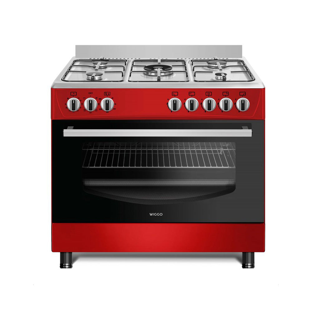 Wiggo WO-E906B(RX) Vrijstaande Gasfornuis - 90 cm - Rood