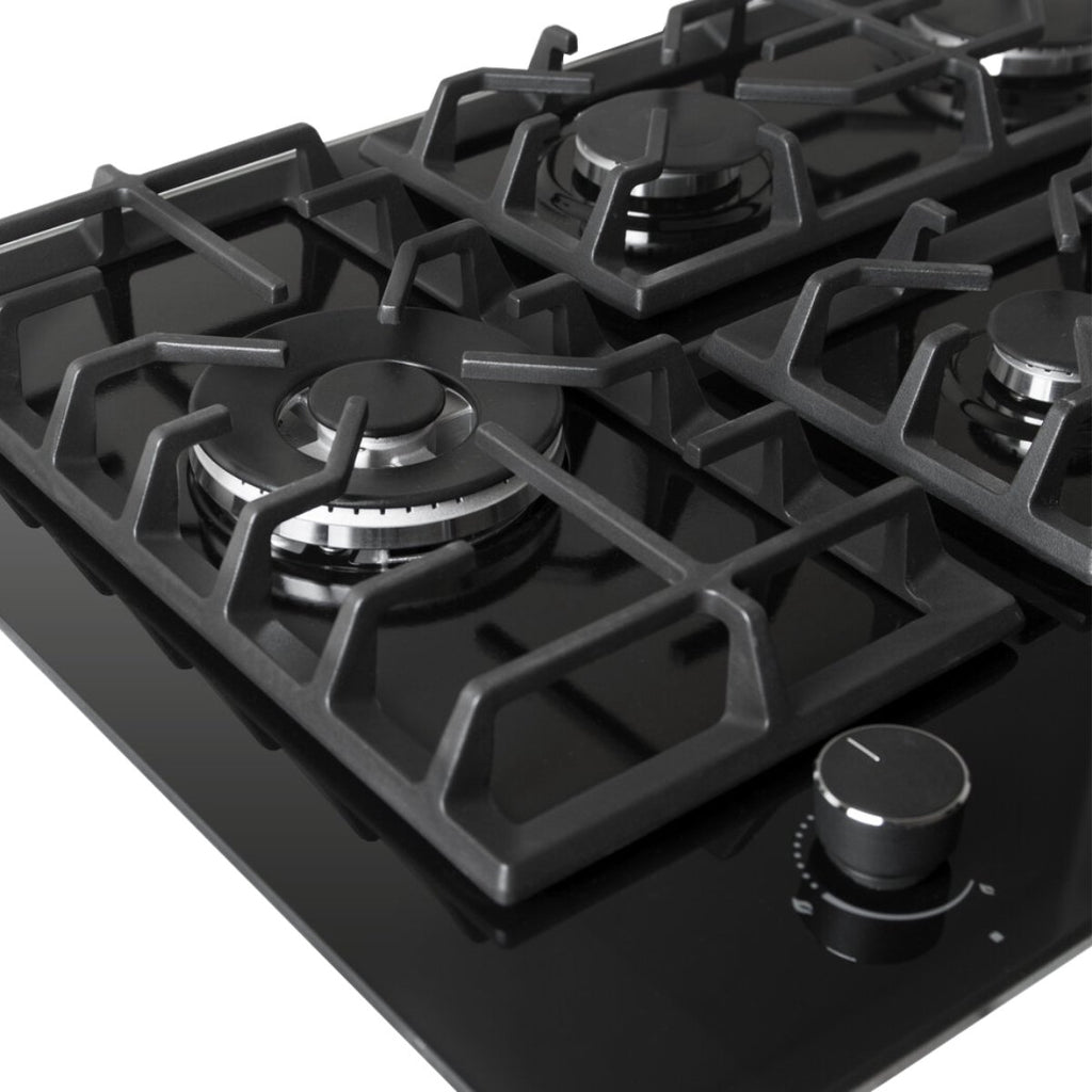 Wiggo WH-G735GR(B) Inbouw Gaskookplaat - 70 cm - Zwart