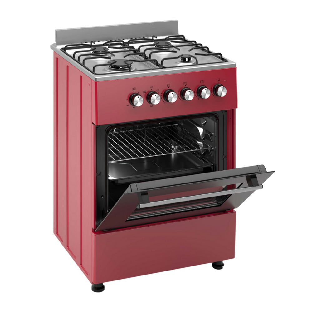 Wiggo WO-E606A(RX) Vrijstaande Gasfornuis - 60 cm - Rood