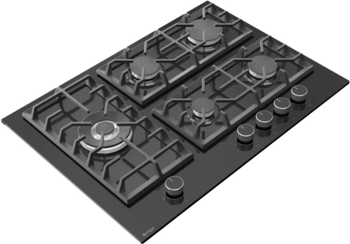 Wiggo WH-G735GR(B) Inbouw Gaskookplaat - 70 cm - Zwart