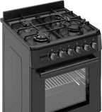 Wiggo WO-E639B(BB) Vrijstaande Gasfornuis - 60 cm - Zwart