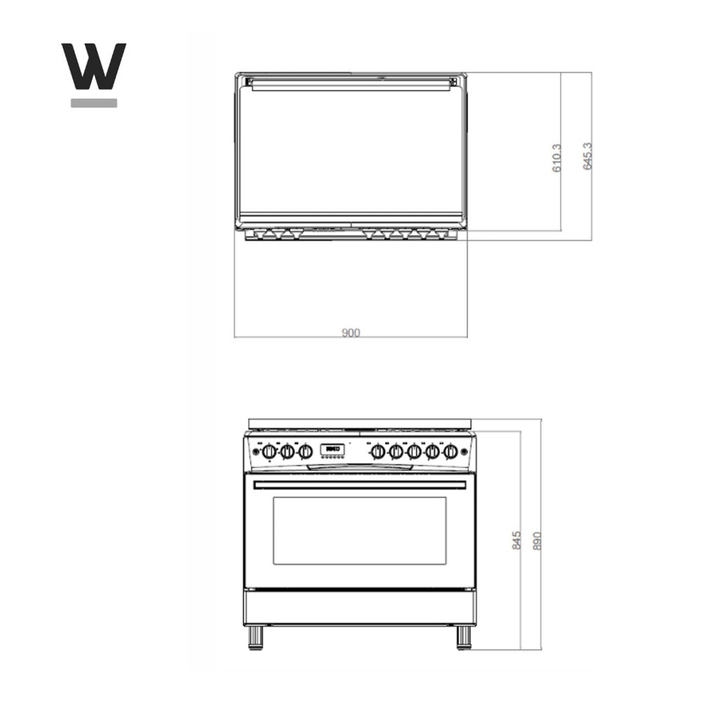 Wiggo WO-E906B(RX) Vrijstaande Gasfornuis - 90 cm - Rood