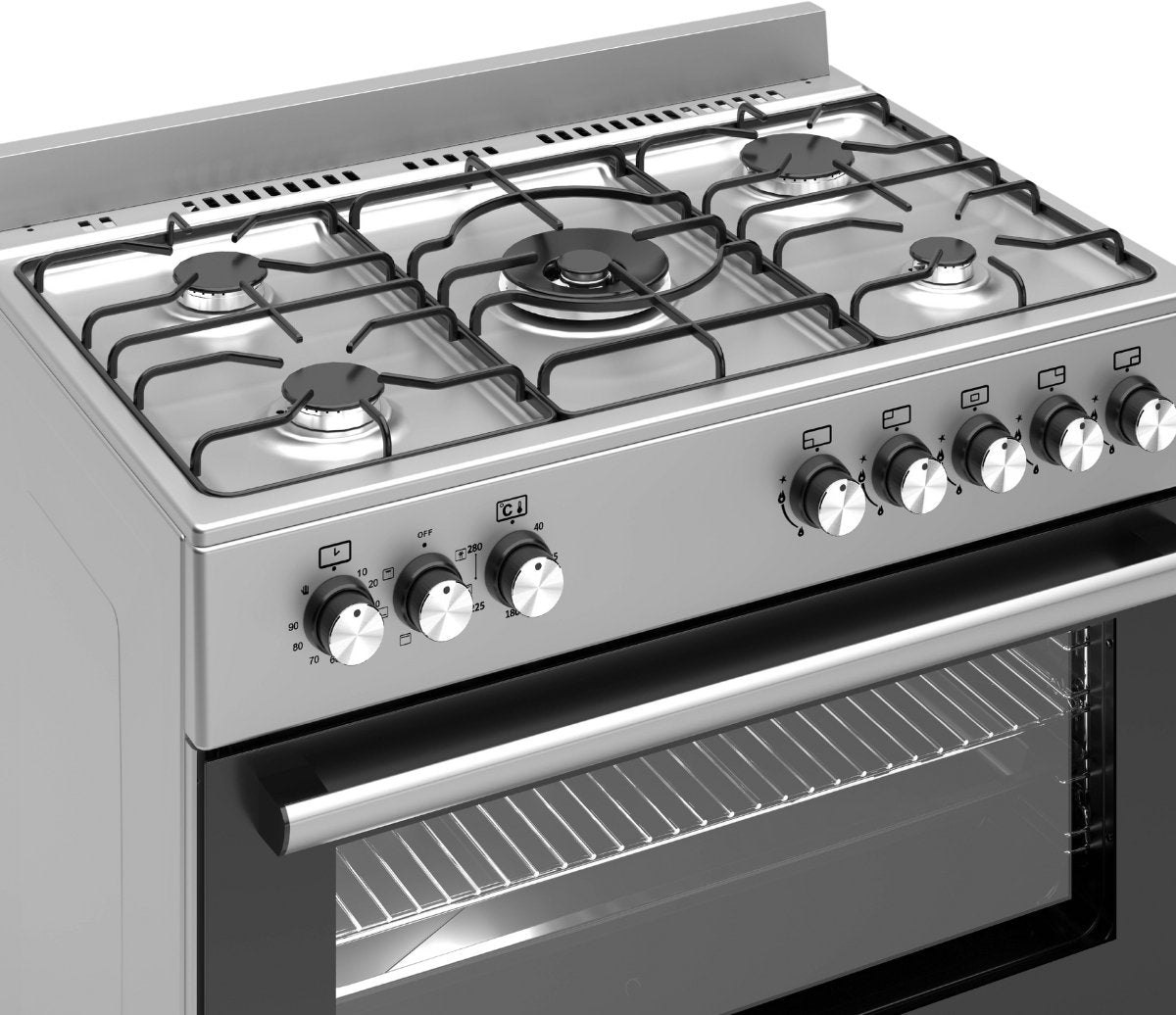 Wiggo WO-E906B(XX) Vrijstaande Gasfornuis - 90 cm - Roestvrijstaal
