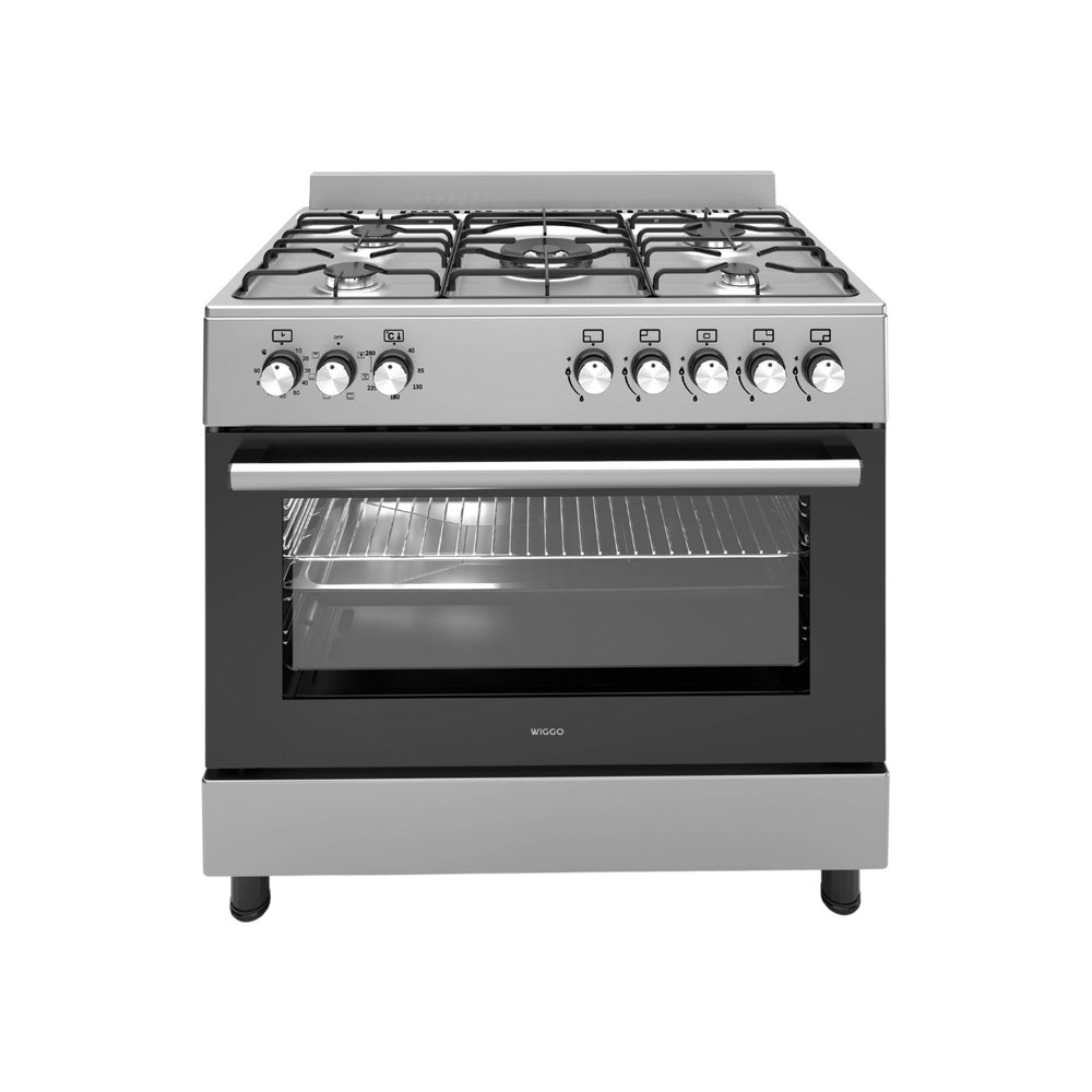 Wiggo WO-E906B(XX) Vrijstaande Gasfornuis - 90 cm - Roestvrijstaal