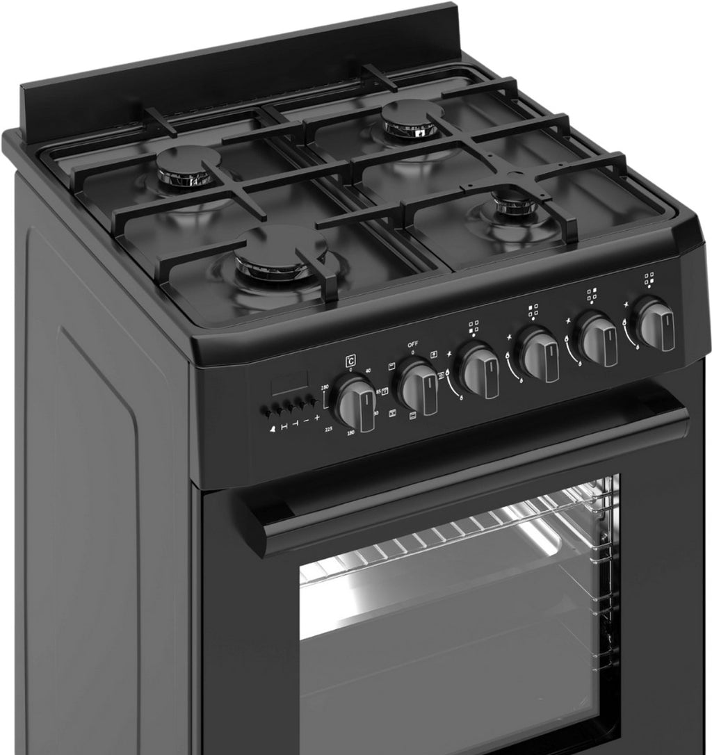 Wiggo WO-E609B(BB) Vrijstaande Gasfornuis - 60 cm - Zwart