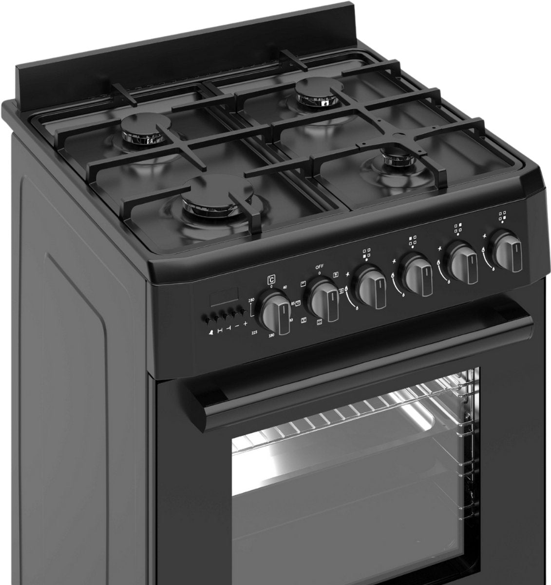Wiggo WO-E609B(BB) Vrijstaande Gasfornuis - 60 cm - Zwart