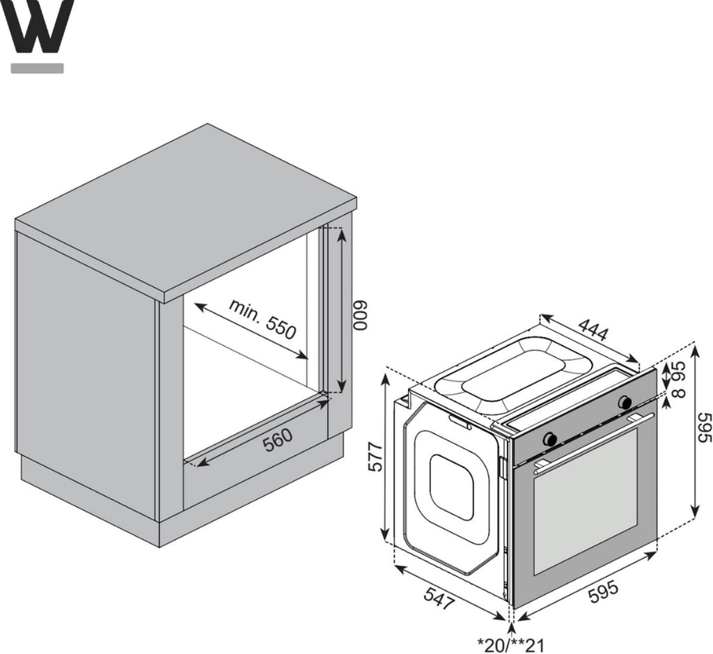 Wiggo WO-B608(B) Inbouw Oven - 60 cm - Zwart