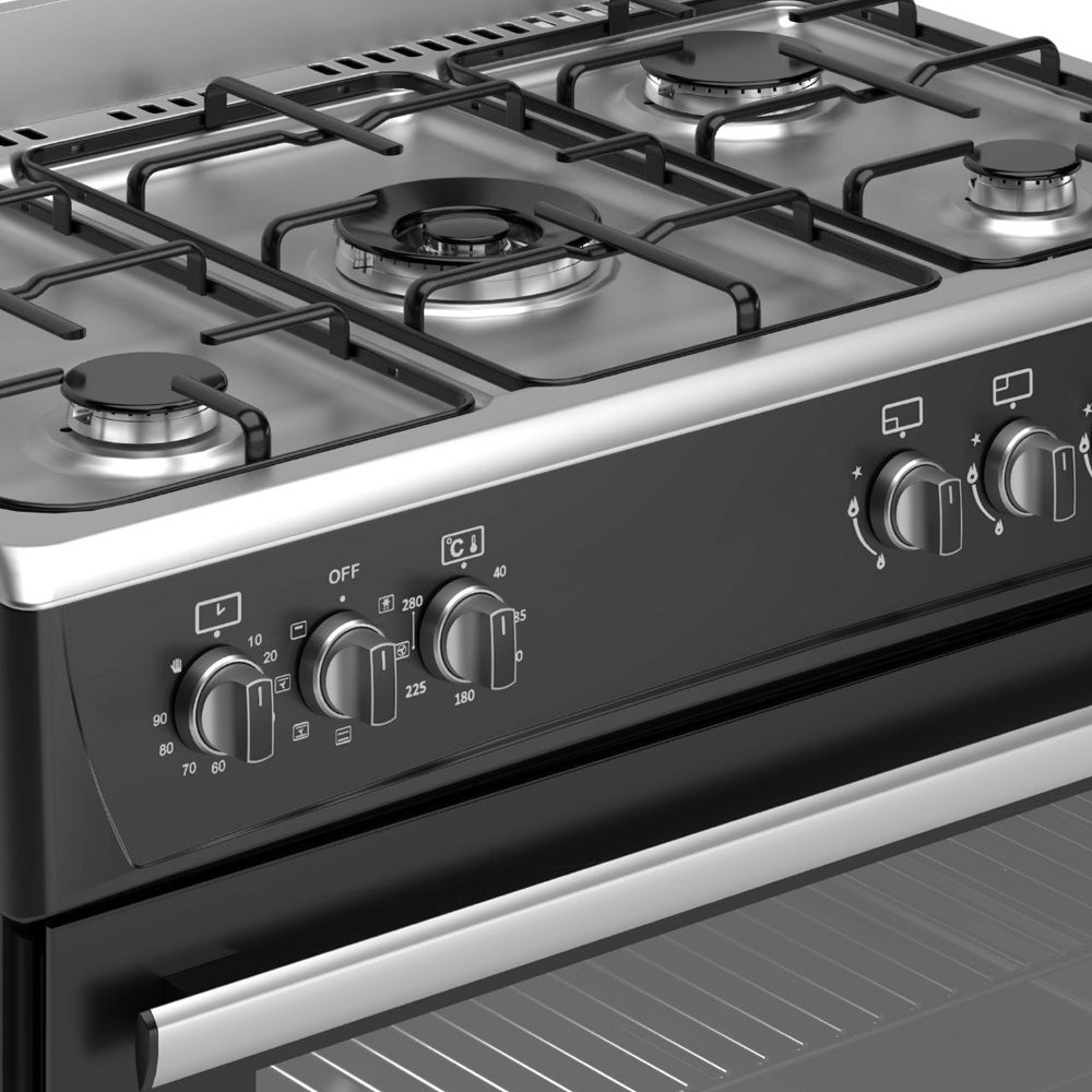Wiggo WO-E906B(BX) Vrijstaande Gasfornuis - 90 cm - Zwart