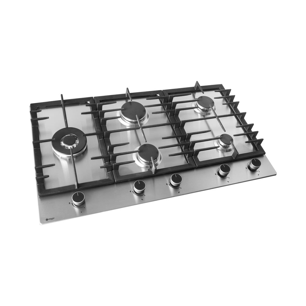 Wiggo WH-G935RR(X) Inbouw Gaskookplaat - 90 cm - Roestvrijstaal