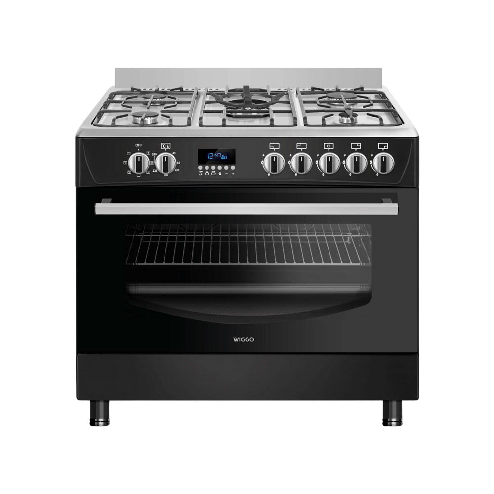 Wiggo WO‑E909R(BX) Vrijstaande Gasfornuis - 90 cm - Zwart