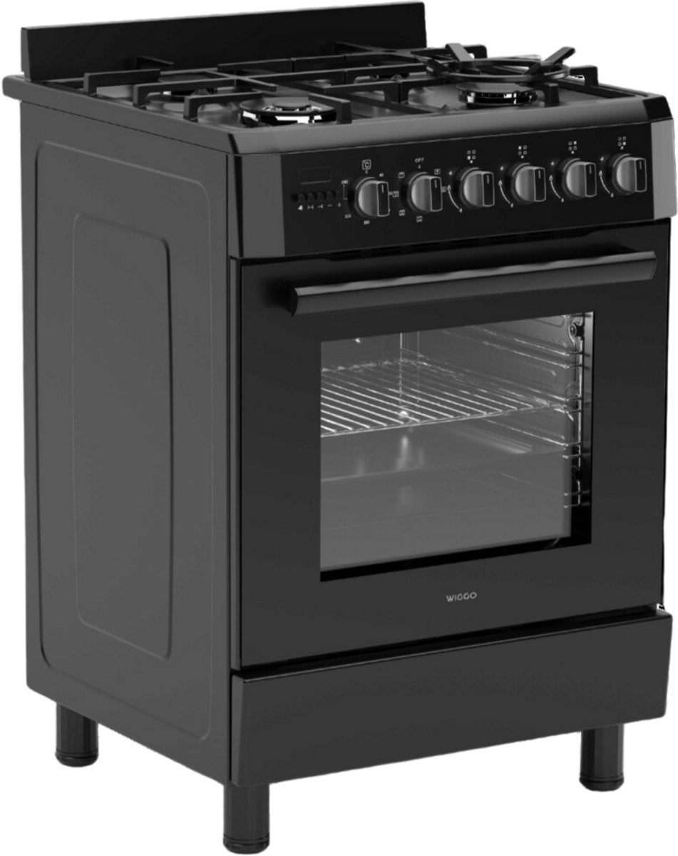 Wiggo WO-E639B(BB) Vrijstaande Gasfornuis - 60 cm - Zwart