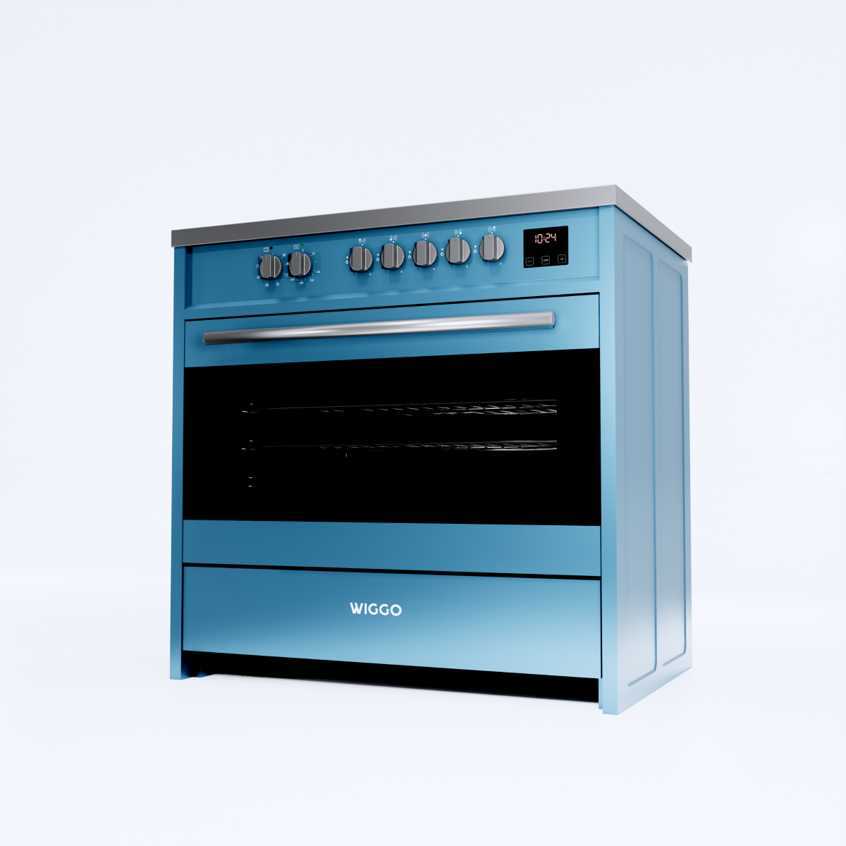 Wiggo WIO-E921A(AX) Vrijstaande Inductiefornuis - 90 cm - Aqua Blauw