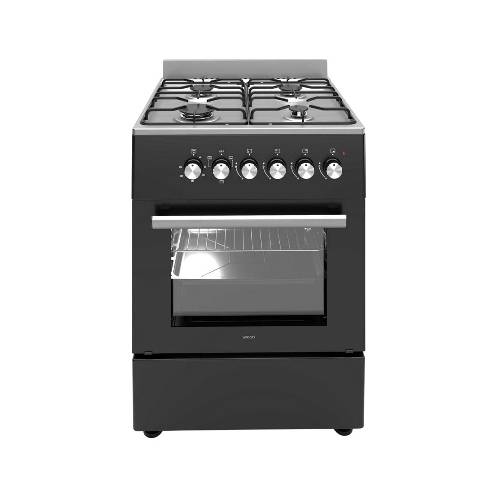 Wiggo WO-E606A(BX) Vrijstaande Gasfornuis - 60 cm - Zwart